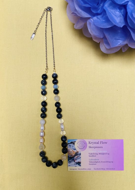 Regnbue månesten og Labradorit halskæde billede 3