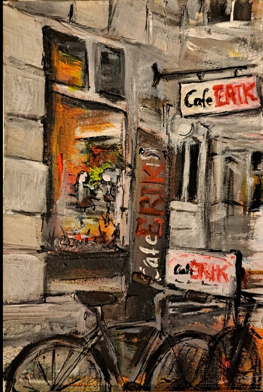 Cafe Erik. Maleri på papir 18,6x21