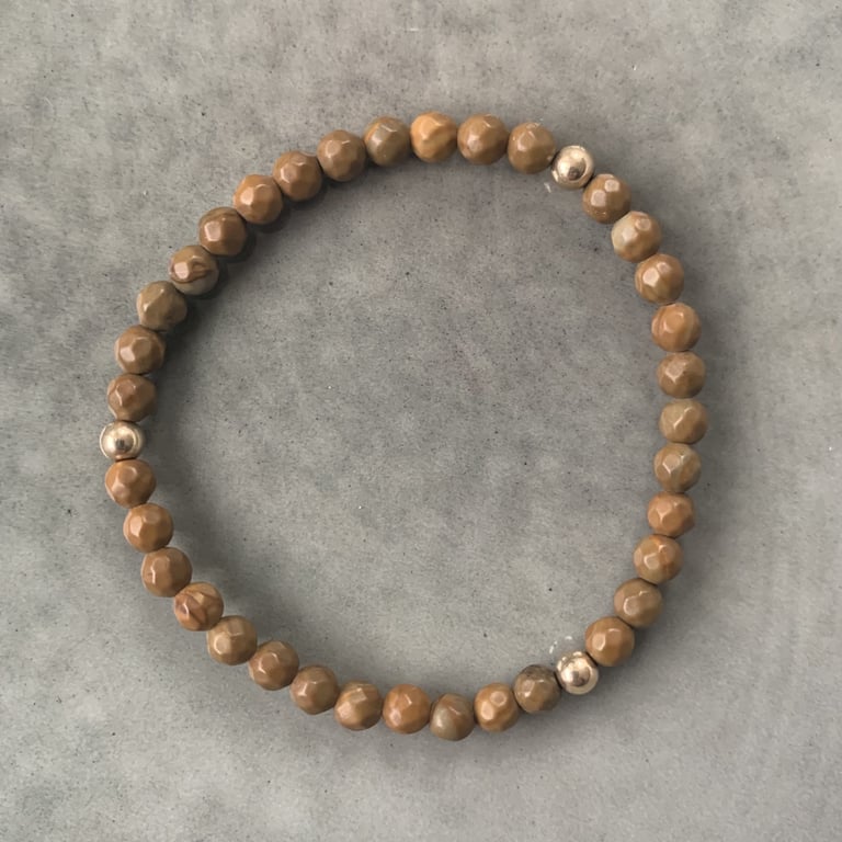 Gul træ jaspis armbånd 4mm
