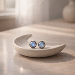 Mini Øreringe med månesten – produktbillede