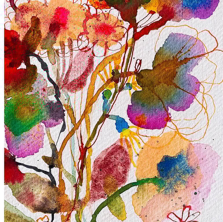 Sprudlende buket - original akvarel  billede 6