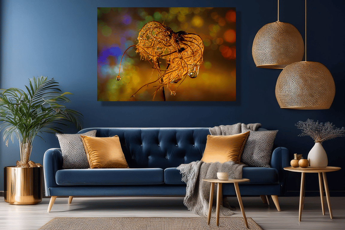 Et makro kunstfoto af en Klematis frøstand i spændende farver billede 2