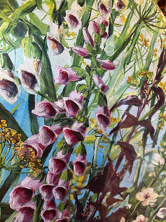 Silketørklæde med digitalis/fingerbøl