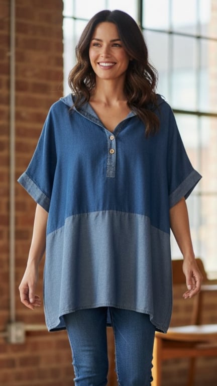 Mabel basic shirt. Denim blue. Onesize str. 36-46.