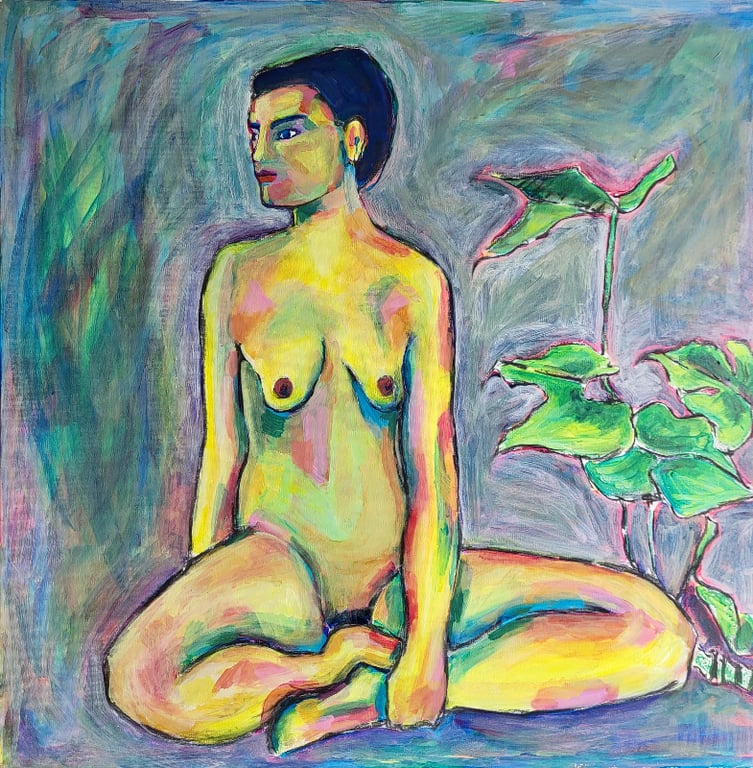 Qroquis - akryl på lærred - 80 x 80 cm