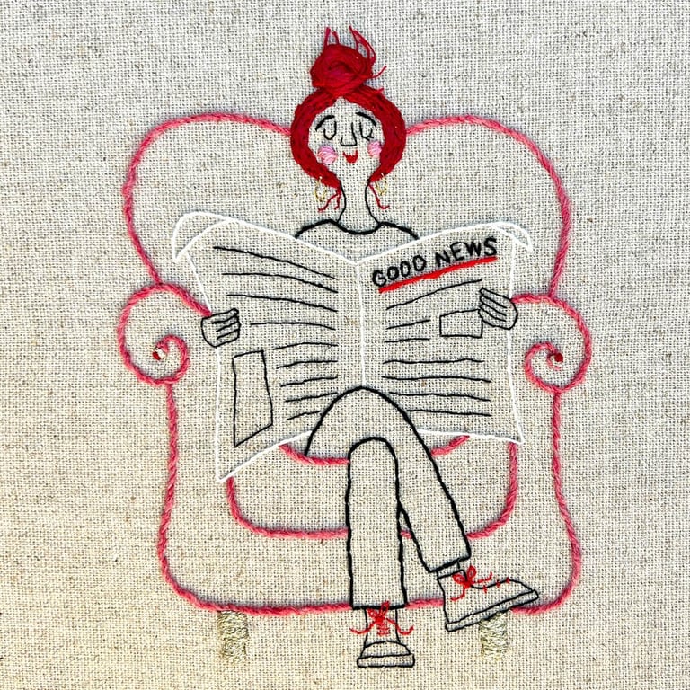 Good News – rødt hår – broderi 21 x 30 cm  billede 2