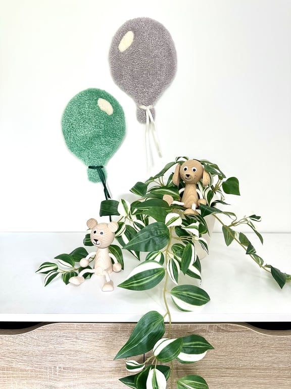 Tuftet farverig ballon (lille)- Håndlavet vægkunst i 100% uld. billede 6