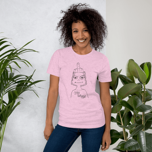 T-shirt: Open your mind tøvet Lavendel XL  (2)