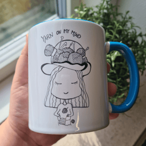 Krus: yarn on my mind Blå – produktbillede