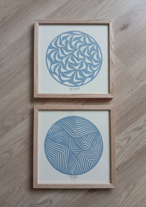 20x20, papercut, dueblå, indrammet  (3)