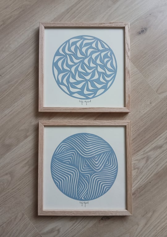 20x20, papercut, dueblå, indrammet  (3)