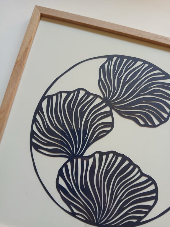 30x30cm papercut, Marineblå, indrammet  (2)