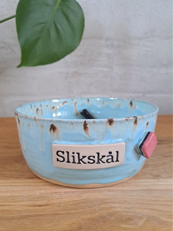 Slikskålen er 15 cm i diameter og 6,5 cm høj