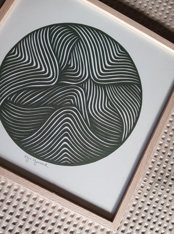 30x30cm papercut, mørkegrøn, indrammet  (2)