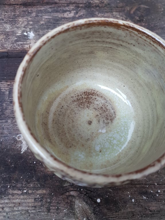 Grøn rustik kop med hank  billede 4