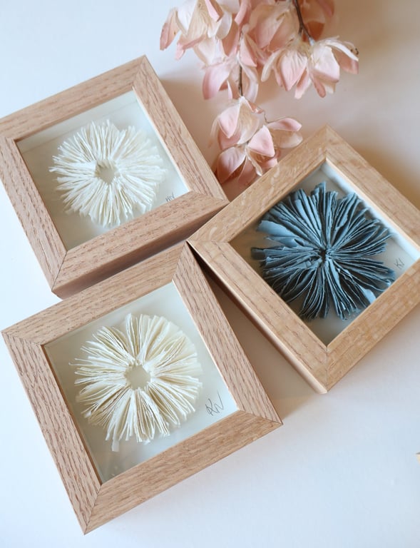 10x10cm relief papirværk, Indrammet 