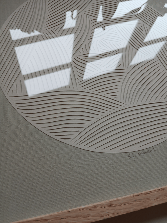 30x30cm papercut, perlegrå, indrammet (4)