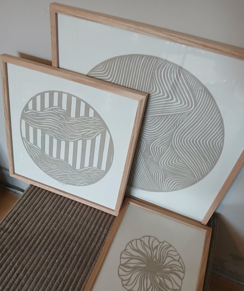 40x40cm, beigegrå papercut, indrammet  (4)