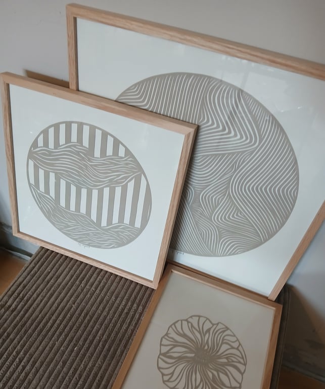 40x40cm, beigegrå papercut, indrammet  (4)