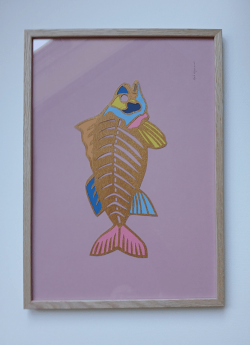 A3 papercut collage, gammelrosa, indrammet (2)