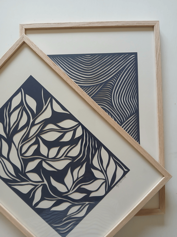 A3 papercut, ultra marineblå, Indrammet billede 3