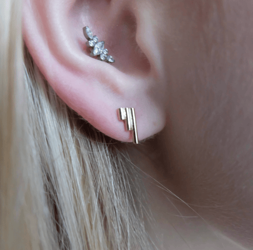 Deco Aviator Earrings small forgyldt (3)