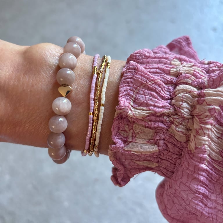 ROSA, CREME OG GULD MIX 3 ARMBÅND
