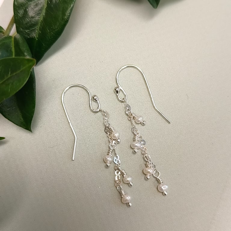 Blomster på hjertestien - øreringe - ferskvandsperler billede 2