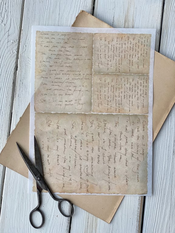 Decoupage papir - 4 vintage tekster