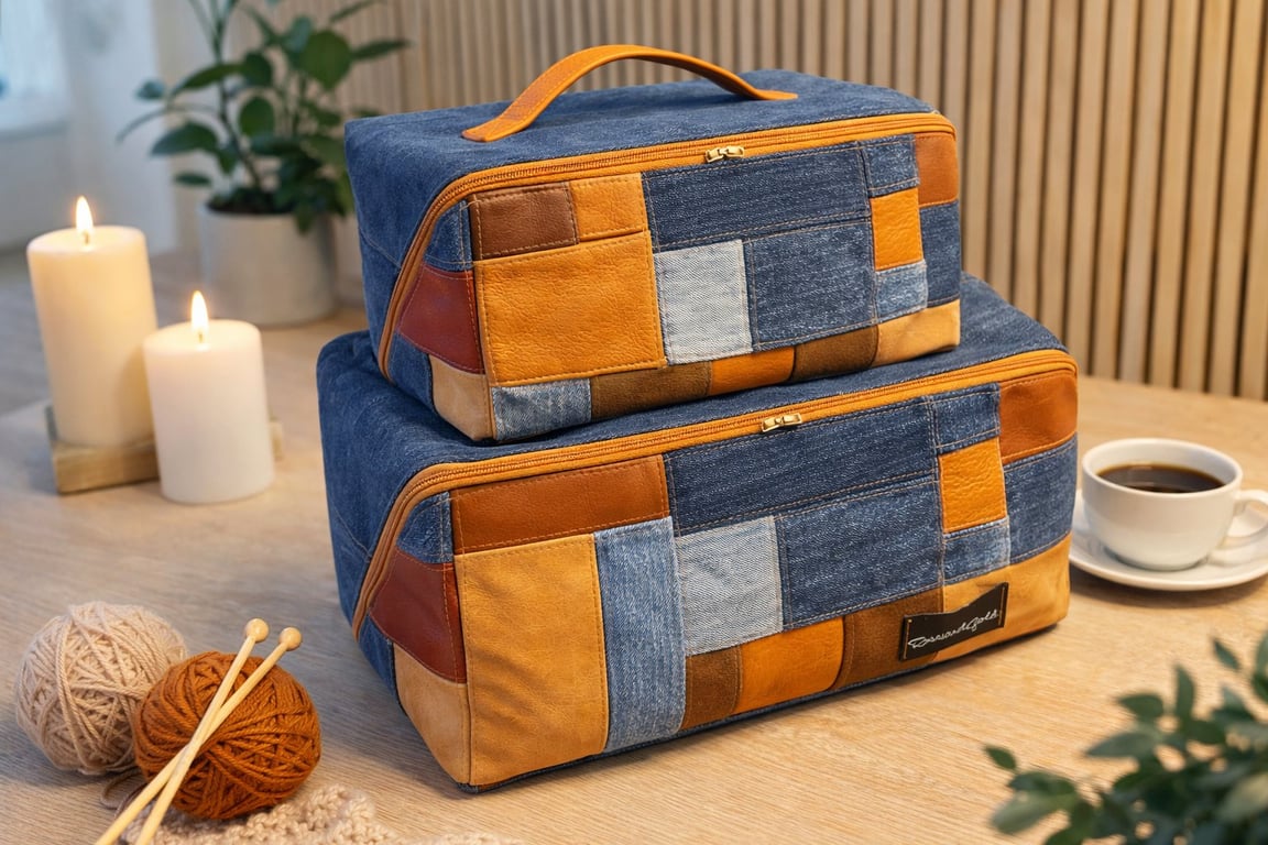 Skind boks UPCYCLING stor model 31 x 16 x 16 cm billede 10