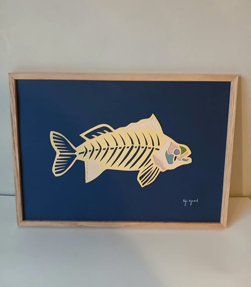 A3, indrammet papercut fisk 