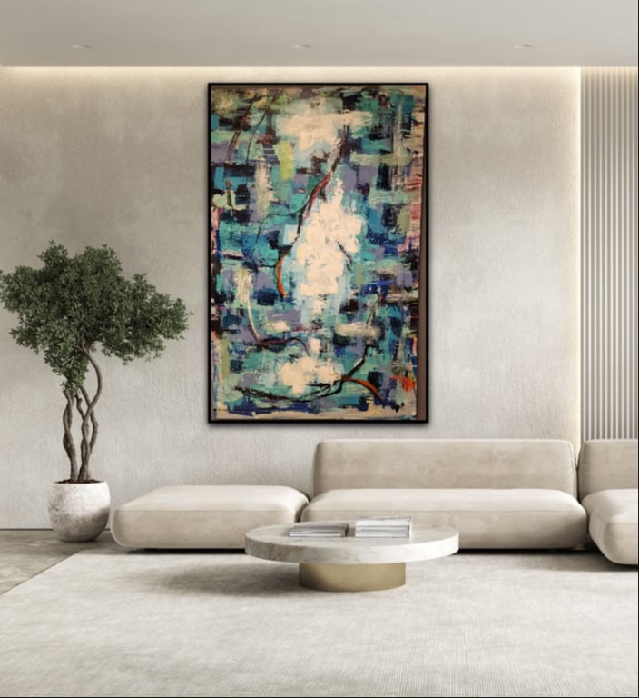 # 1152 Kunst værk 90 X 140 cm - SOLD billede 6