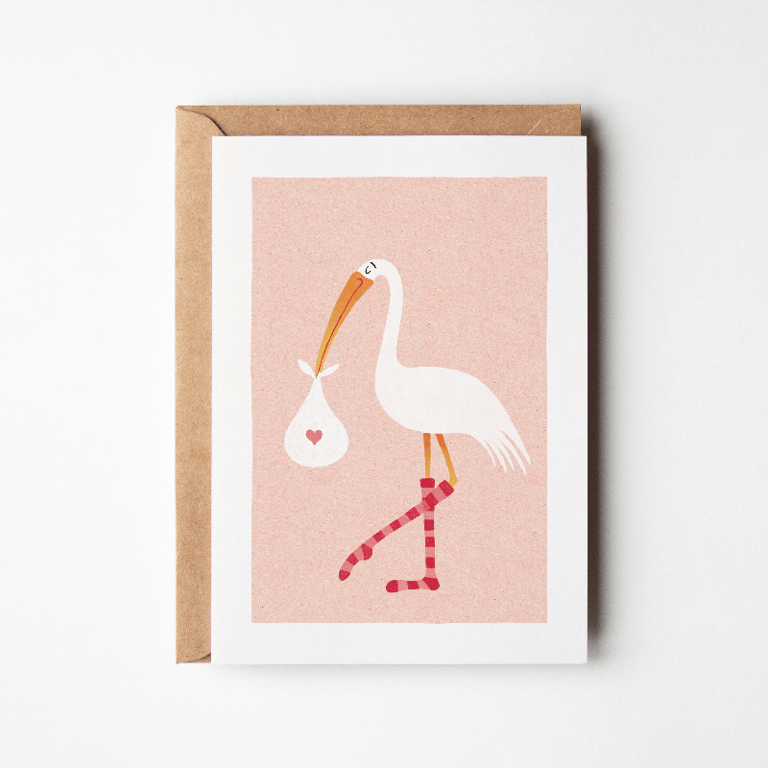 Levering med storken – koral – kort