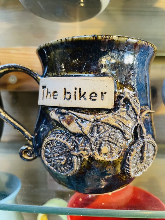 Keramik krus med tekst - The biker  billede 2