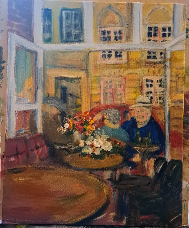  Blomsten med Liv i Nyhavn, 21x30, akrylmaleri billede 2