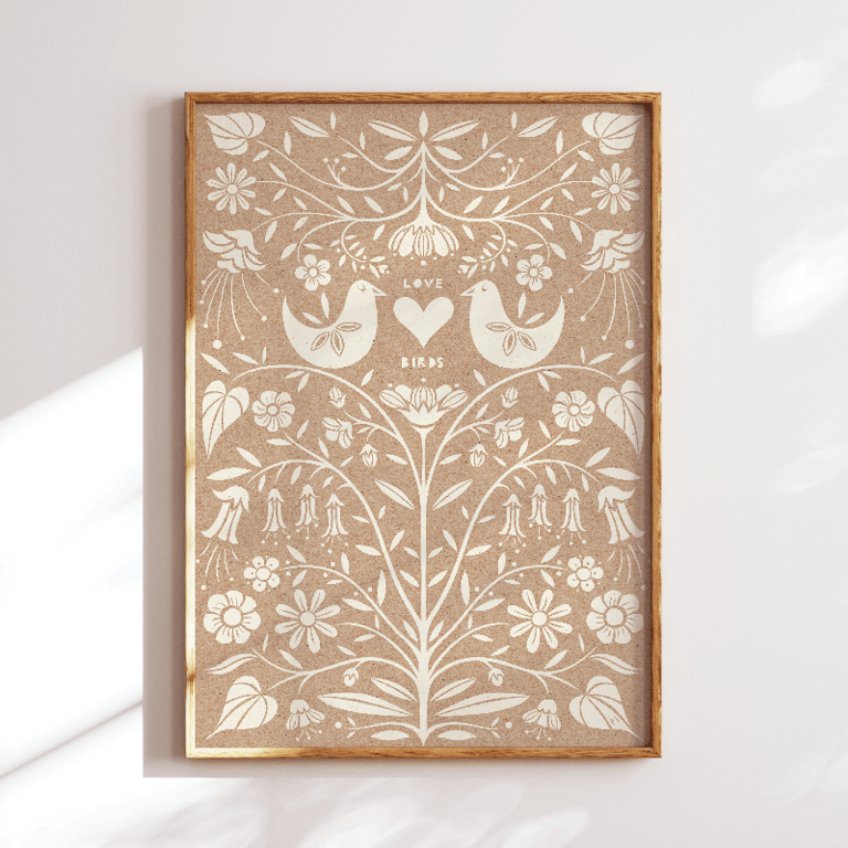 Love Birds – brun – plakat billede 3