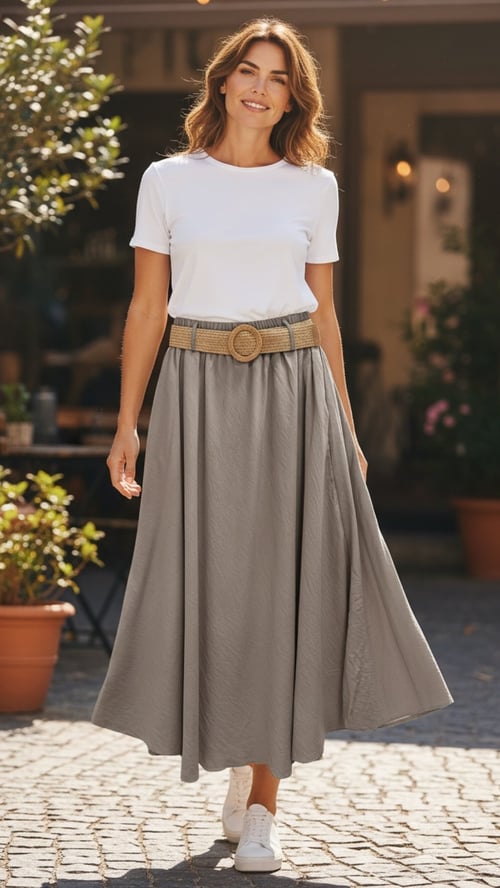 Vanessa viscose skirt. Taupe. Onesize 38-48. (2)