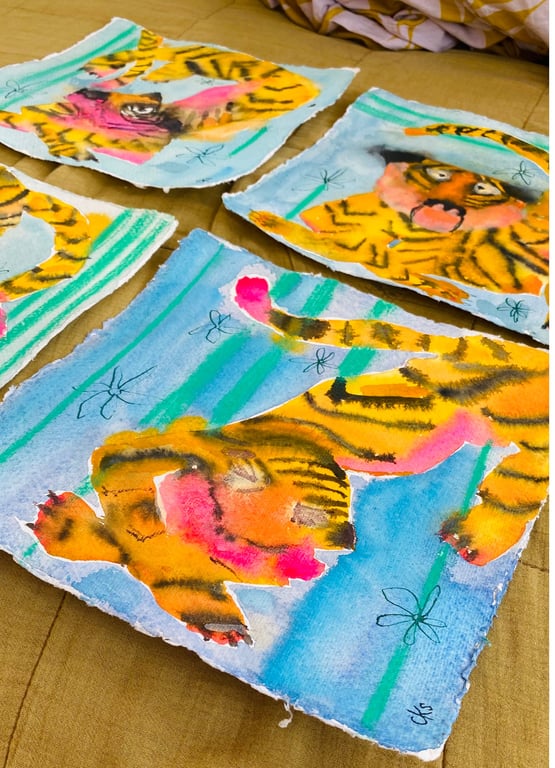 Kollektion på 4 -spirrevip tigere (4)