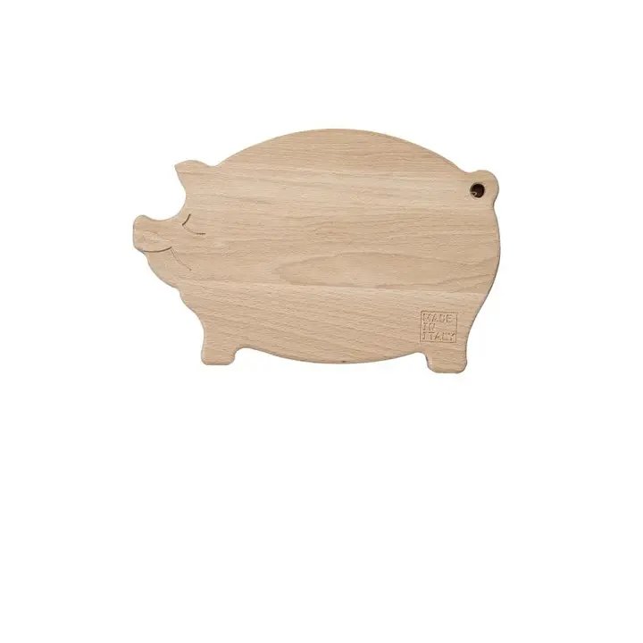 Skærebræt i træ formet som en gris med hul til ophæng. (2)