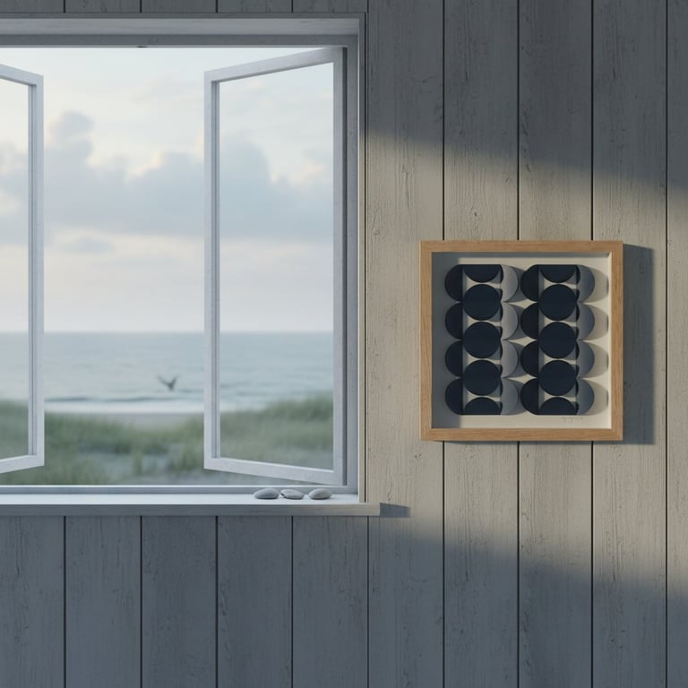 30x30cm, 3D papirværk,  marineblå, indrammet  billede 2