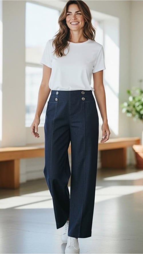 Aliacia Wide pants, Denim blue. Onesize 36-44. (2)