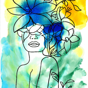 Plakat: Blå Blomst – produktbillede
