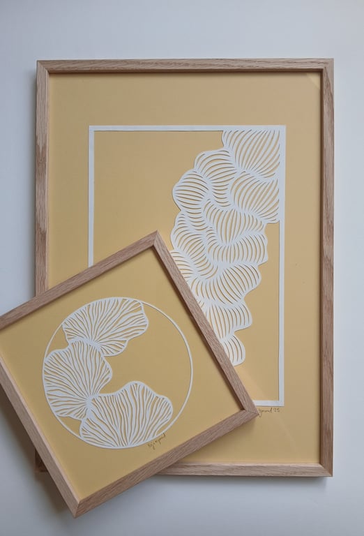 A3 papercut, banana, hvid, indrammet (4)