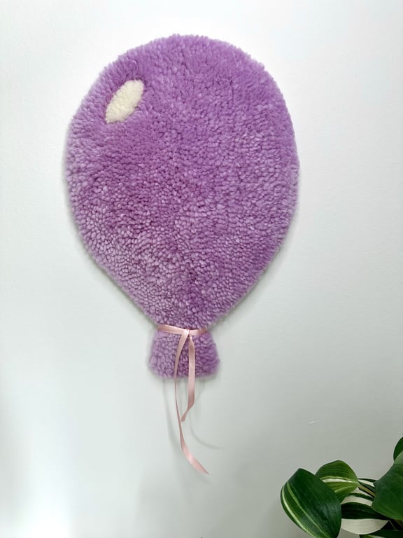 Tuftet farverig ballon (stor)- Håndlavet vægkunst i 100% uld. billede 3