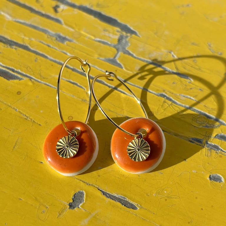 Ørering orange/forgyldt