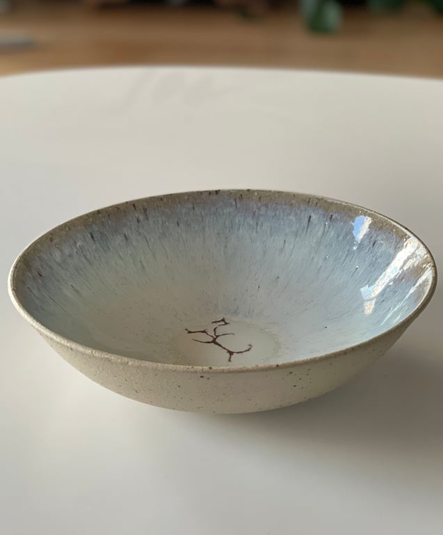 Fad/salatskål, skifergrå/cremehvid - ø 25 cm