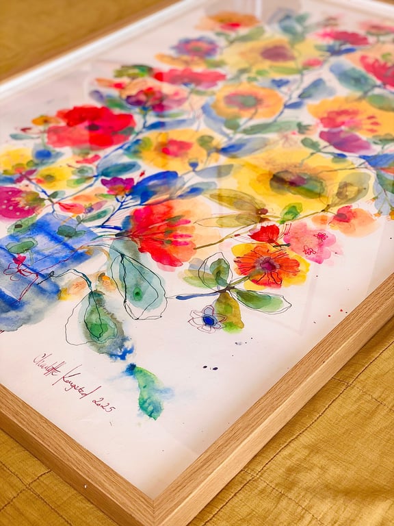 Agnes - Kæmpe blå - original akvarel billede 5