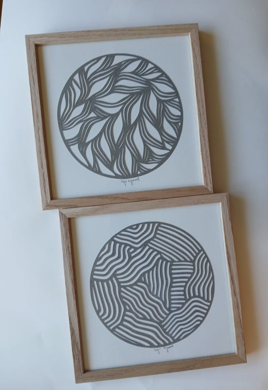 20x20cm papercut, mørkegrå, indrammet  (3)