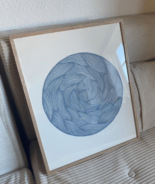 40x50cm papercut - dueblå 