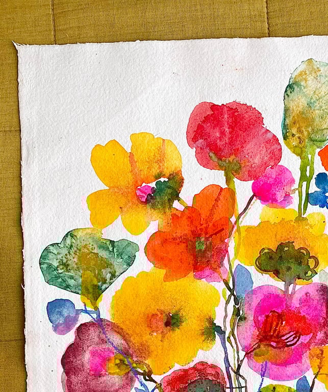 Rød stribet vase med collage billede 3